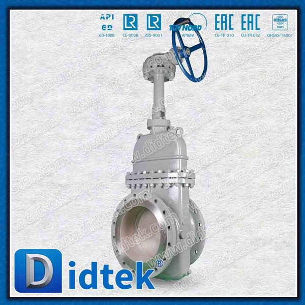 Van cổng tấm vận hành bánh răng côn WCB DN350 PN16