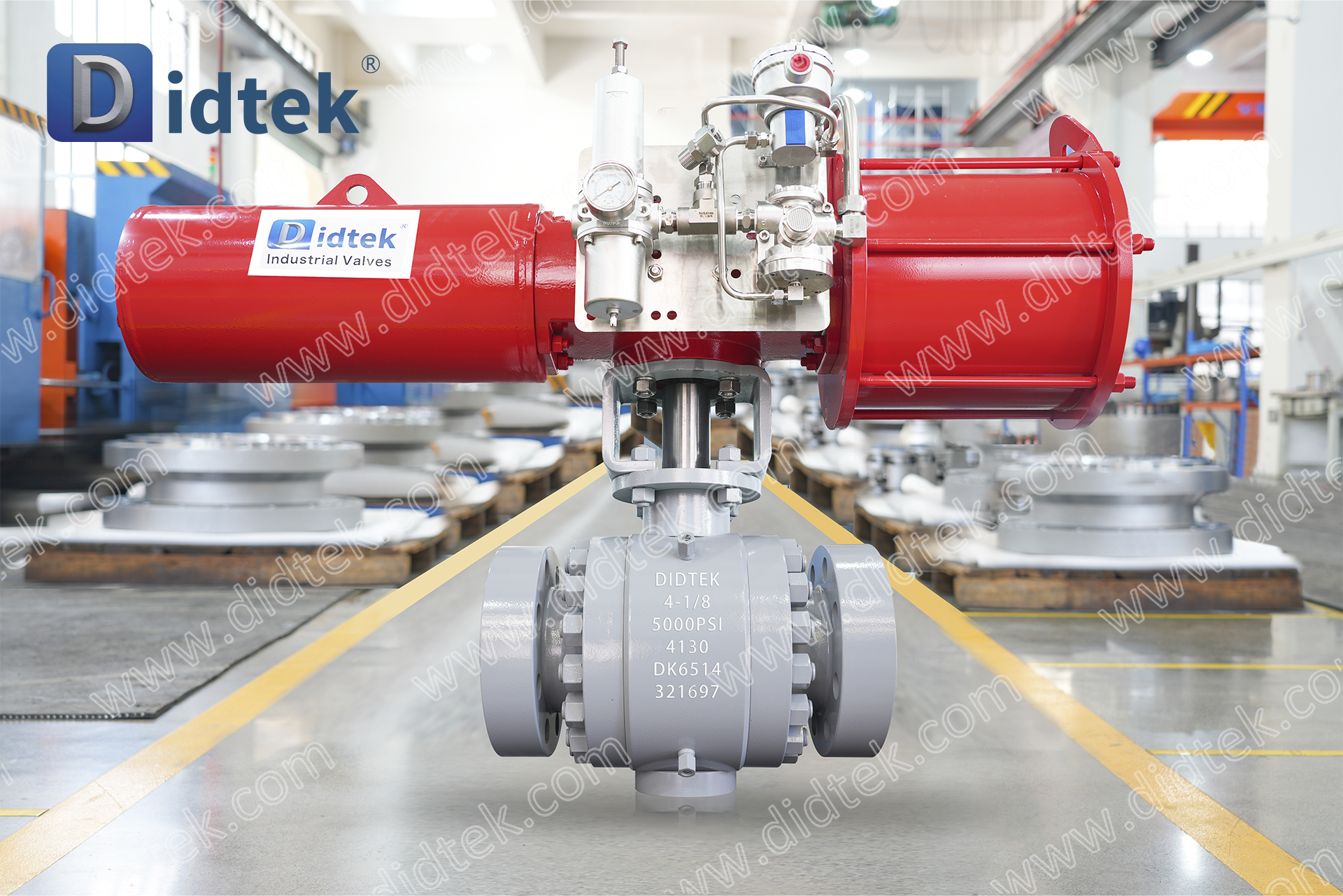 Didtek 4130 Flange FC Thiết bị truyền động kh&iacute; n&eacute;n t&aacute;c động đơn API6A Van bi th&eacute;p r&egrave;n