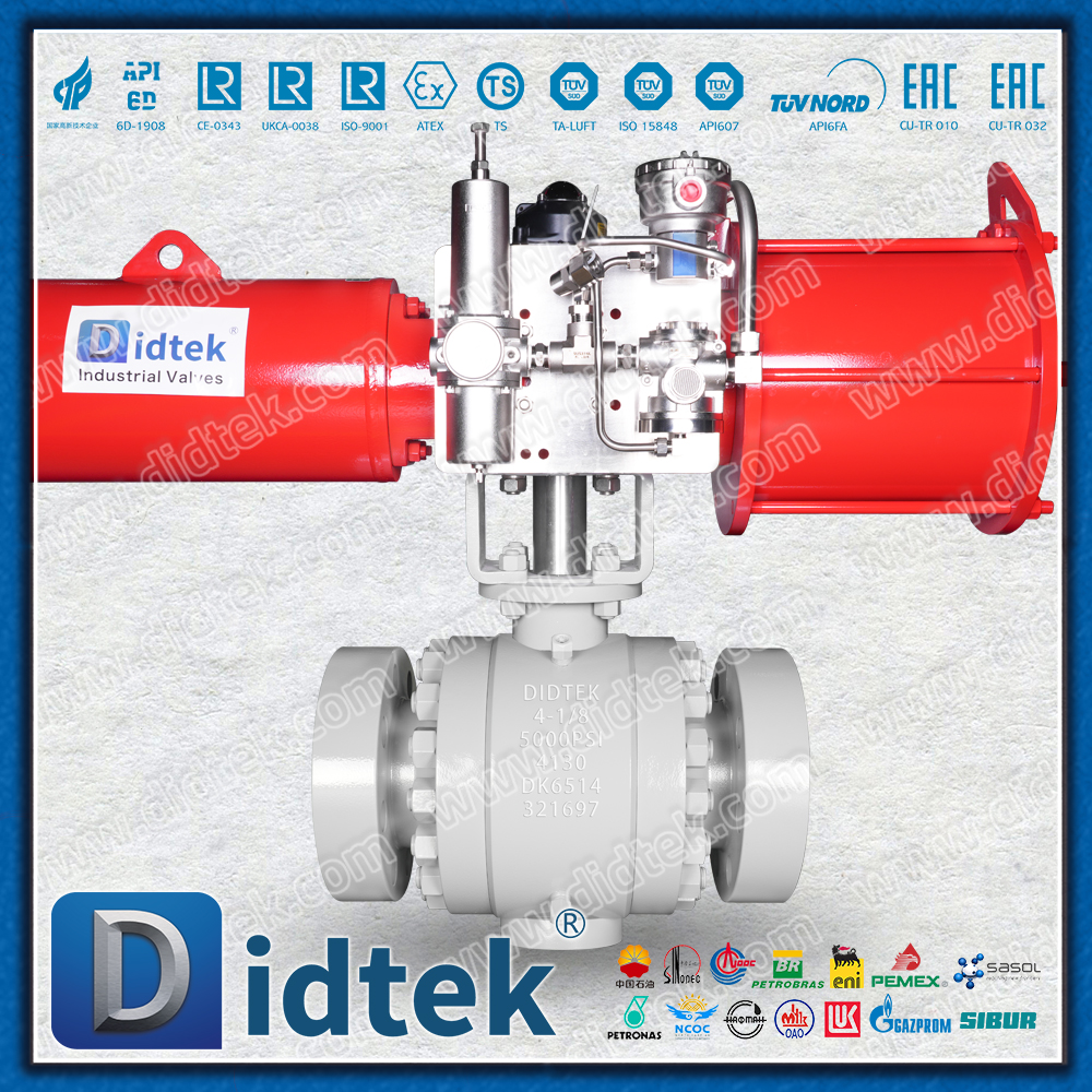 Didtek 4130 Flange FC Thiết bị truyền động khí nén tác động đơn API6A Van bi thép rèn