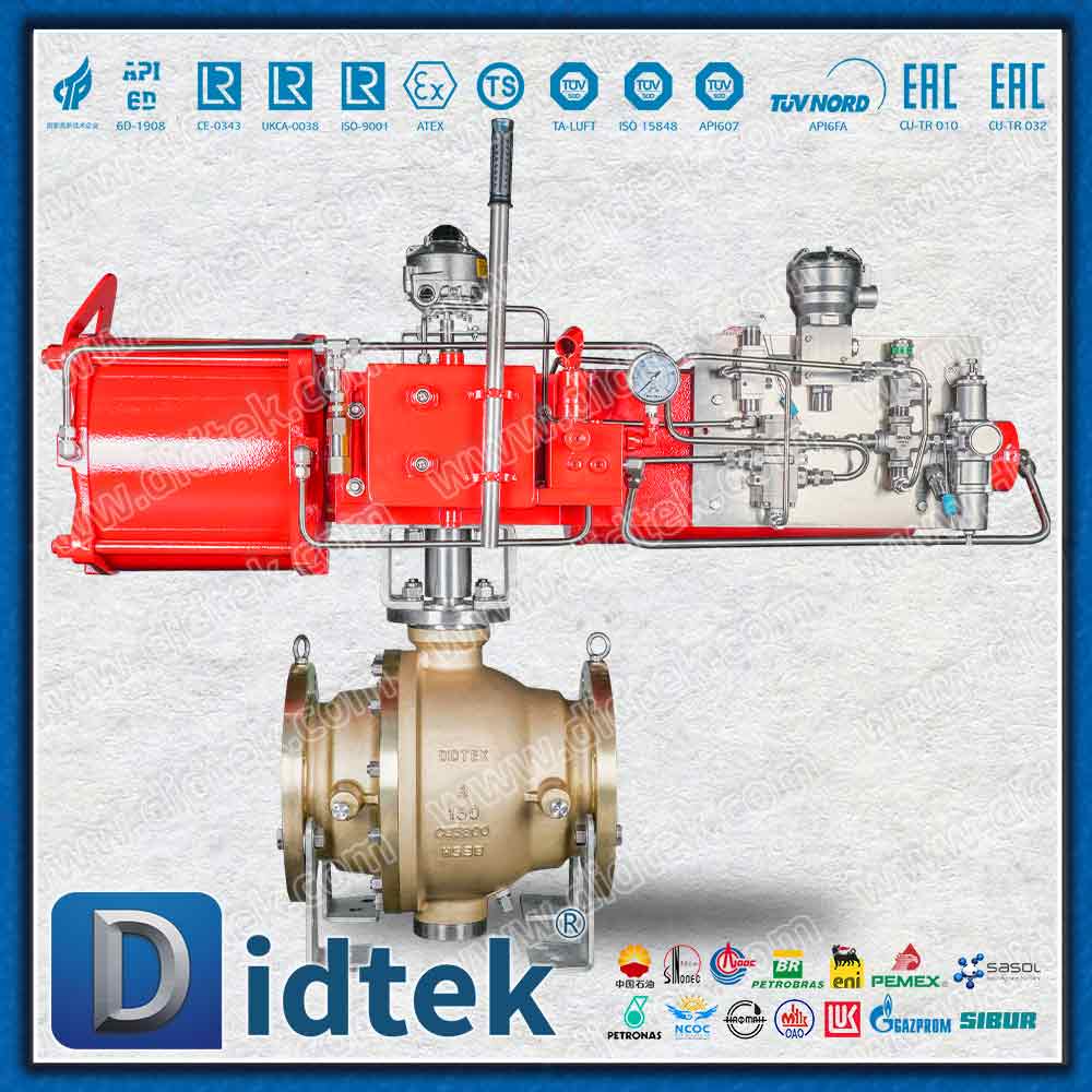 Van bi Trunnion bằng khí nén đơn bằng khí nén kỹ thuật hàng hải C95800