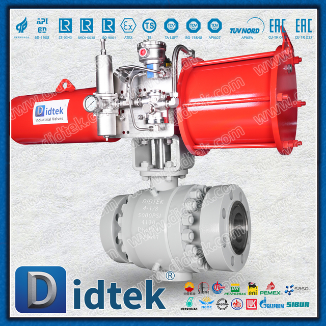 Didtek 4130 Flange FC Thiết bị truyền động khí nén tác động đơn API6A Van bi thép rèn