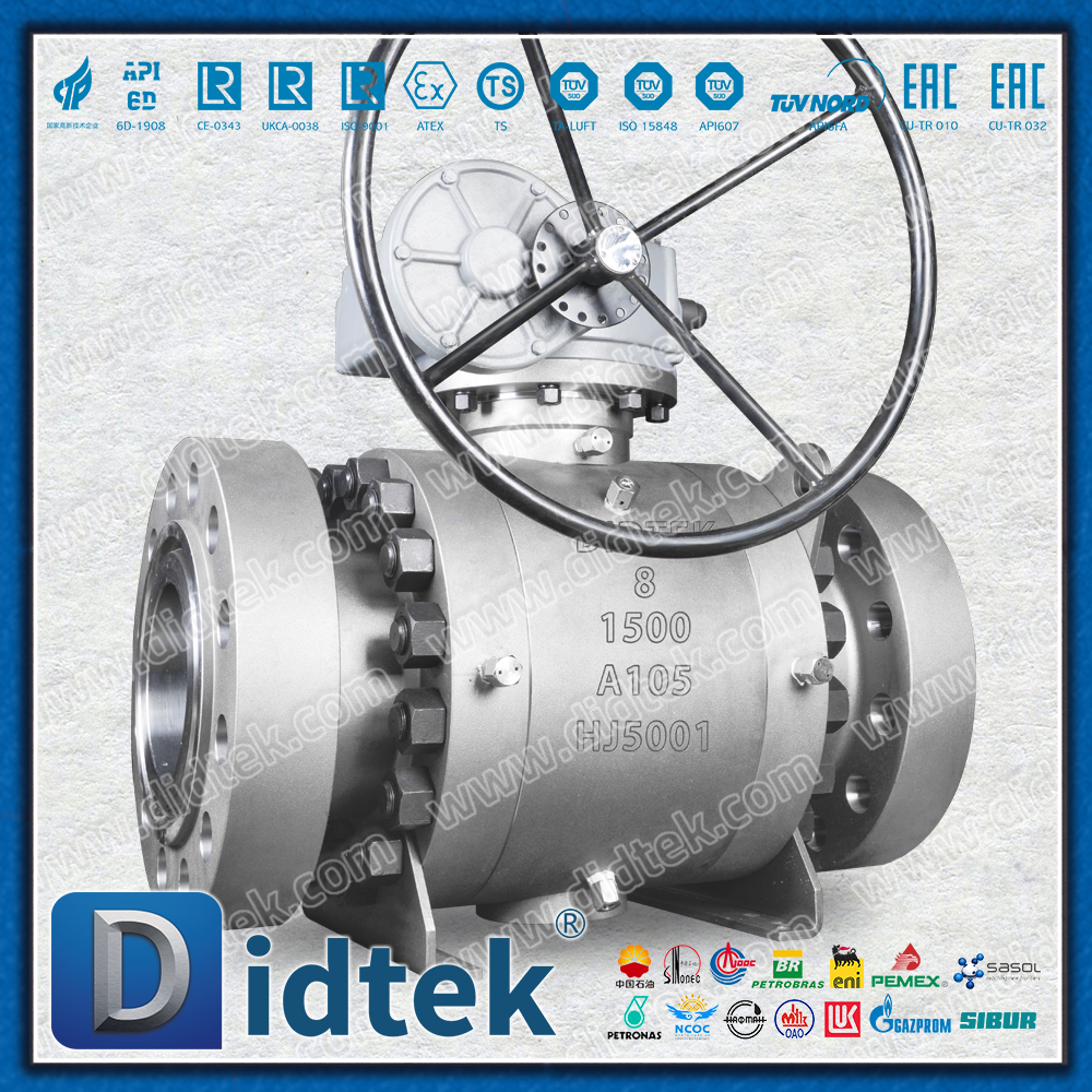  Didtek Flange Full Bore Thép rèn áp suất cao A105 Van bi gắn trên trục 
