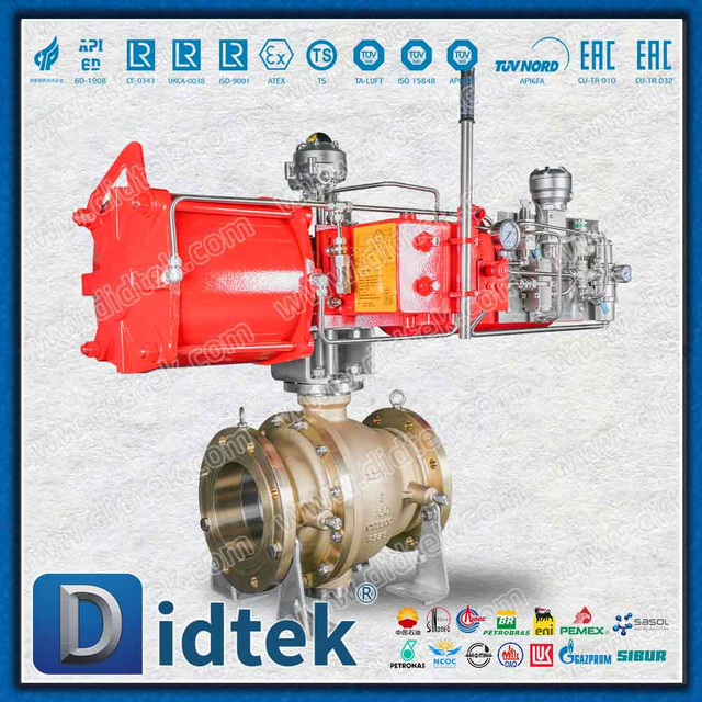 Van bi Trunnion bằng khí nén đơn bằng khí nén kỹ thuật hàng hải C95800