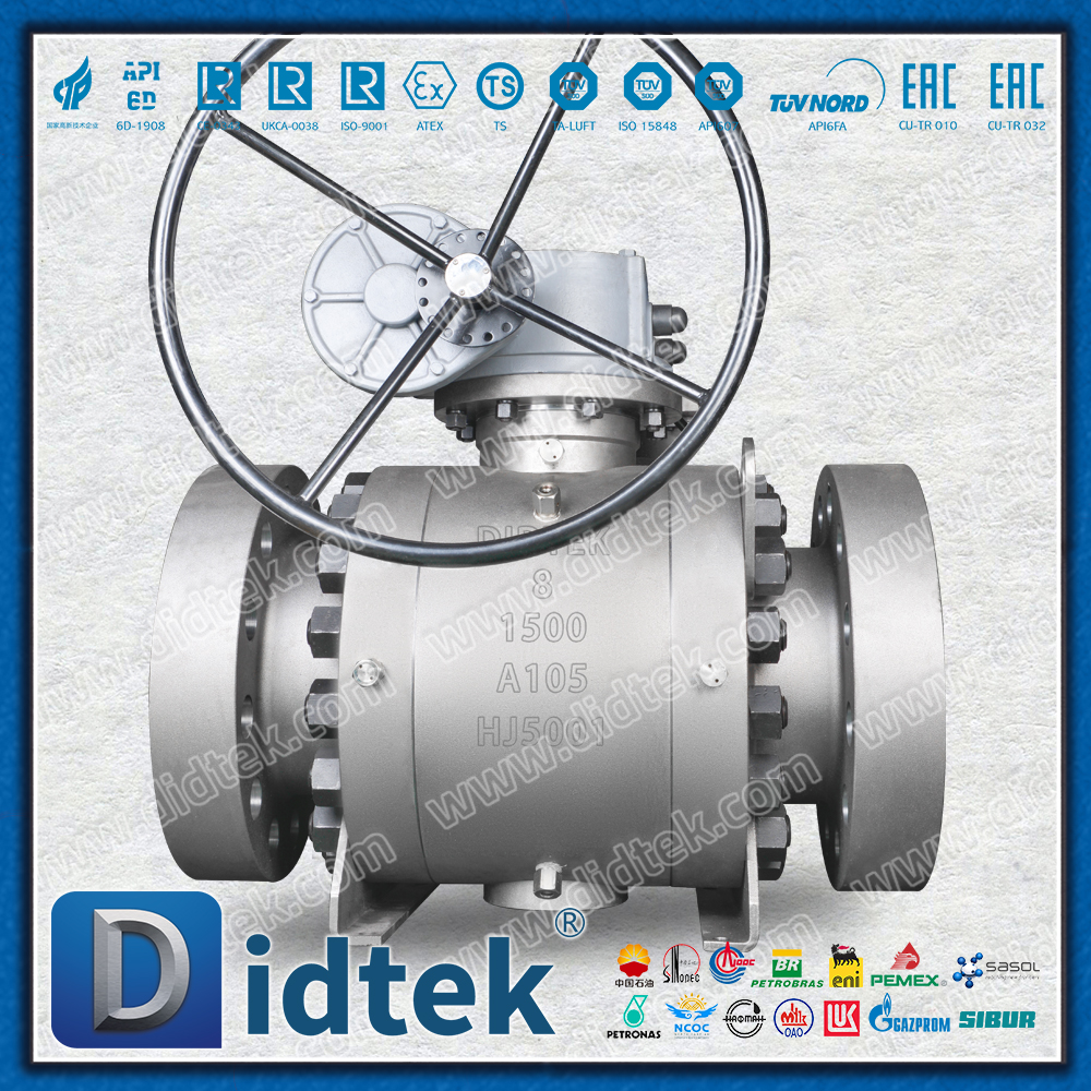  Didtek Flange Full Bore Thép rèn áp suất cao A105 Van bi gắn trên trục 
